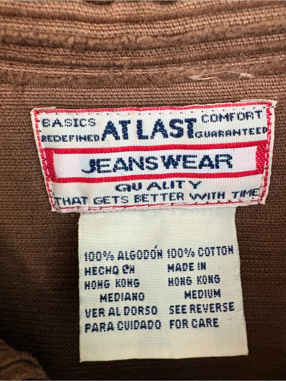 Vintage 90s/Y2K At Last Brown Ribbed Corduroy Shirt Jacket (Shacket) Sz M - Picture 2 of 7